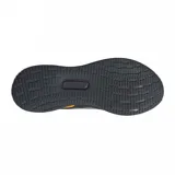 Championes de running Adidas Runfalcon 5, color gris oscuro/negro con detalles en naranja. Presentan las tres franjas características de Adidas en gris y un refuerzo naranja en el talón. La entresuela lleva la inscripción "CLOUDFOAM".