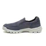 Zapatillas Caterpillar sin cordones, color azul marino, con elástico en los laterales y suela de goma color gris.