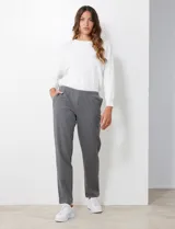 Pantalón de yoga azul marino, de corte recto y cintura elástica.