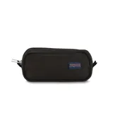 Riñonera negra Jansport con múltiples compartimentos y cierre de cremallera.