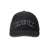 Gorra de béisbol negra con logo Rip Curl bordado en blanco en el frente.