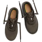 Championes de lona color marrón oscuro, con suela de goma y logo lateral.