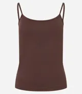 Musculosa blanca de poliamida con breteles finos y escote redondo.