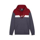 Canguro Puma colorblock con capucha, rojo en la parte superior, blanco en el pecho y gris en la parte inferior.