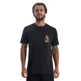 Remera de manga corta negra con cuello redondo y estampado pequeño en el pecho con el logo de la marca Roark Nomads.