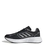 Championes Adidas Galaxy Star negros con detalles plateados y suela blanca.