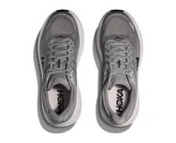 Championes de running Hoka Bondi 9 color gris con detalles en negro y blanco.