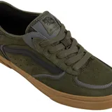 Zapatillas Vans Skate Rowley color verde oliva con detalles en negro y suela marrón.