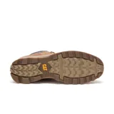 Bota de cuero color marrón con cordones, cuello acolchado y suela de goma.