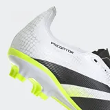 Championes de fútbol Adidas Predator League FG, color blanco con detalles en negro y amarillo flúor.