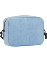 Bandolera Tommy Jeans Essential de tejido denim celeste con logo de la marca en el frente.