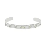 Brazalete ajustable de plata 925, decorado con piedras de la luna en diferentes formas.