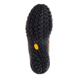 Zapato de senderismo Merrell Intercept de cuero marrón con forro de malla transpirable, lengüeta con fuelle, puntera resistente a la abrasión, plantilla anatómica Ortholite, cámara de aire Merrell Air Cushion en el talón y suela Vibram.