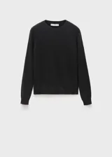 Sweater lila de cashmere con cuello redondo y mangas largas.