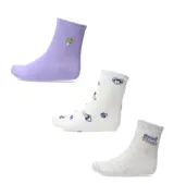Pack de tres pares de medias de mujer Miss Carol, con diseños estampados de hongos y texto.