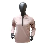 Canguro deportivo Topper de mujer, color rosa, con capucha ajustable con cordones, logo estampado en el pecho y bolsillo con cierre en la manga izquierda.