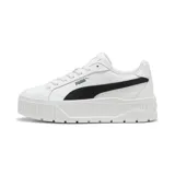 Championes Puma Karmen II L, color blanco con detalles en negro, plataforma alta y logo de Puma en el lateral.