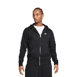 Campera con capucha y cierre completo Nike Club BB, color negro, con logo bordado en blanco en el pecho.
