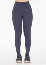 Calza deportiva larga color borgoña, con cintura alta de compresión y tejido transpirable de secado rápido.