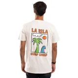 Remera de algodón color blanco con estampado de palmera y sol en el pecho, de corte clásico.
