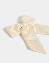 Hebilla francesa para el pelo color negro con moño de satén con lunares blancos y apliques de strass.