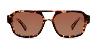 Lentes de sol de aviador oversize con montura carey y lentes marrones polarizadas.