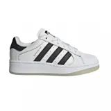 Zapatillas Adidas Superstar XLG blancas con las tres tiras laterales negras y contrafuerte trasero negro.