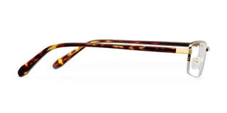 Lentes con filtro de luz azul y protección UV400. Montura rectangular de acero inoxidable color oro con patillas de acetato y lentes de nylon transparentes. Diseñados para equilibrar comodidad y durabilidad.