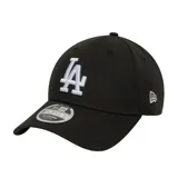 Gorro New Era 9Forty con visera curva, color negro, con el logo de los Dodgers de Los Ángeles bordado en blanco en el frente y el logo de New Era bordado en el lateral.