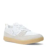 Zapatillas deportivas negras con detalles en cuero sintético y suela color caramelo.