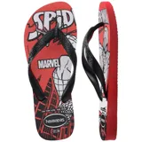 Ojotas Havaianas con estampado de Spiderman y logo de Marvel.