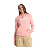 Canguro rosa con capucha ajustable y logo Puma estampado en blanco en el pecho.
