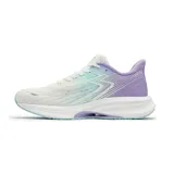 Championes para correr 361° blancos con detalles en lila, celeste y verde. La entresuela está hecha de material QU!KCQTECH respetuoso con el medio ambiente. Un inserto de plástico especial ARCHLOCK ubicado en la entresuela distribuye el peso de manera uniforme y sostiene el arco del pie.