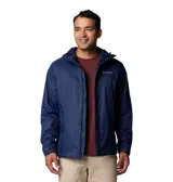 Campera impermeable Columbia Watertight II para hombre, color negro, con capucha ajustable, costuras selladas, bolsillos con cremallera y forro de malla transpirable.