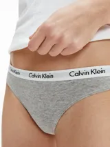 Bombacha gris de algodón elastizado, corte clásico, con cintura elástica con logo Calvin Klein.