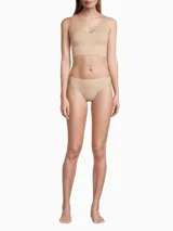 Colaless de microfibra suave en color beige, con bordes cortados a láser y logotipo de Calvin Klein estampado.