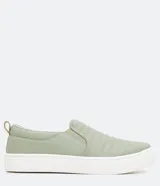 Zapatillas Champion slip on color verde agua, con suela blanca y tirador trasero.