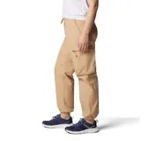 Pantalón cargo verde oliva de corte recto, con cintura elástica ajustable con cordón, bolsillos laterales y bolsillos cargo con cierre.