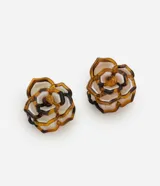 Set de dos pinzas para el pelo de plástico color carey, con forma de flor.