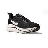 Championes de running Hoka Clifton 10, color negro con suela blanca.