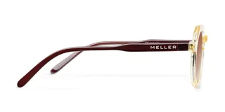 Lentes de sol unisex con armazón geométrico color amarillo claro y caramelo, y lentes polarizadas marrones con protección UV400.