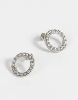 Aros pasantes dorados en forma circular con strass y cierre tope a presión.