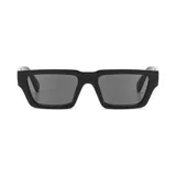 Lentes de sol unisex con montura cuadrada de plástico reciclado color negro y lentes grises con filtro UV400.