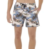 Bermuda de baño Rip Curl Dreamers con estampado de palmeras en tonos celeste, beige y marrón.