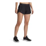 Short deportivo Under Armour negro con cintura elástica con logo de la marca en rosa y detalles laterales en rosa.