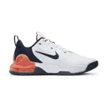 Championes Nike Air Max Alpha Trainer 5 para hombre, color blanco con detalles en azul marino y naranja.
