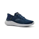 Championes deportivos Skechers Slip-ins Bounder 2.0, color azul marino con detalles en blanco. Cuentan con tecnología Hands Free Slip-ins, Heel Pillow, plantilla Air-Cooled Memory Foam y suela Ultra Light.