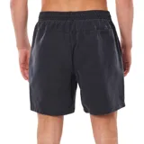 Short de baño negro Rip Curl Bondi de largo medio, con cintura elástica ajustable con cordón blanco.