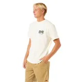 Remera blanca de algodón con logo Rip Curl estampado en el pecho.