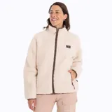 Campera polar color crema con cierre frontal y cuello alto.
